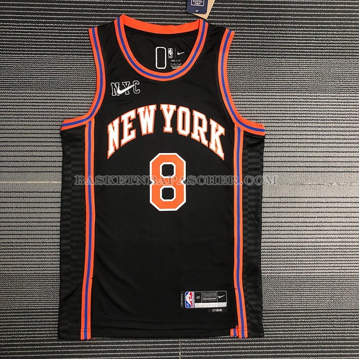Maillot New York Knicks Kemba Walker NO 8 Ville 2021-22 Noir